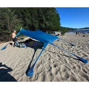 Beach Tent, Camping Sun Shelter UPF50+ with 8 Sandbags, Sand Shovels